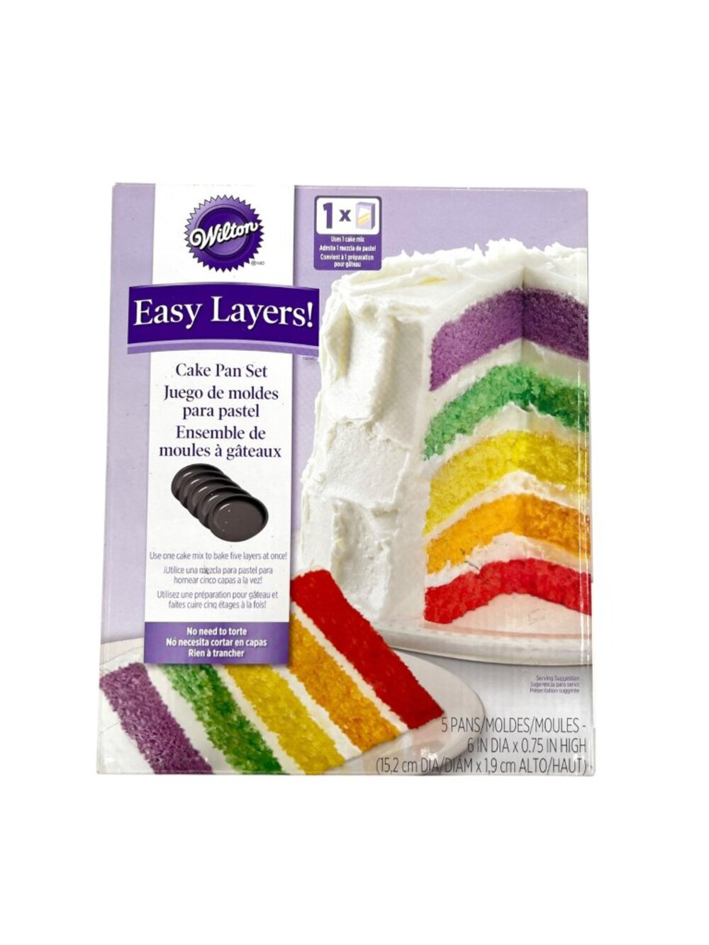 Wilton Easy Layers Cake Pan Set 5 Nonstick Pans 6-Inch Diameter Multi-Layer